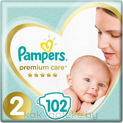 PAMPERS Premium Care Детские одноразовые подгузники (Mini), 102 шт