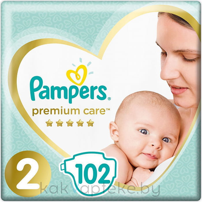 PAMPERS Premium Care Детские одноразовые подгузники (Mini), 102 шт