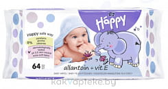 Bella Baby Happy Детские влажные салфетки с витамином Е и аллантоином,  64 шт