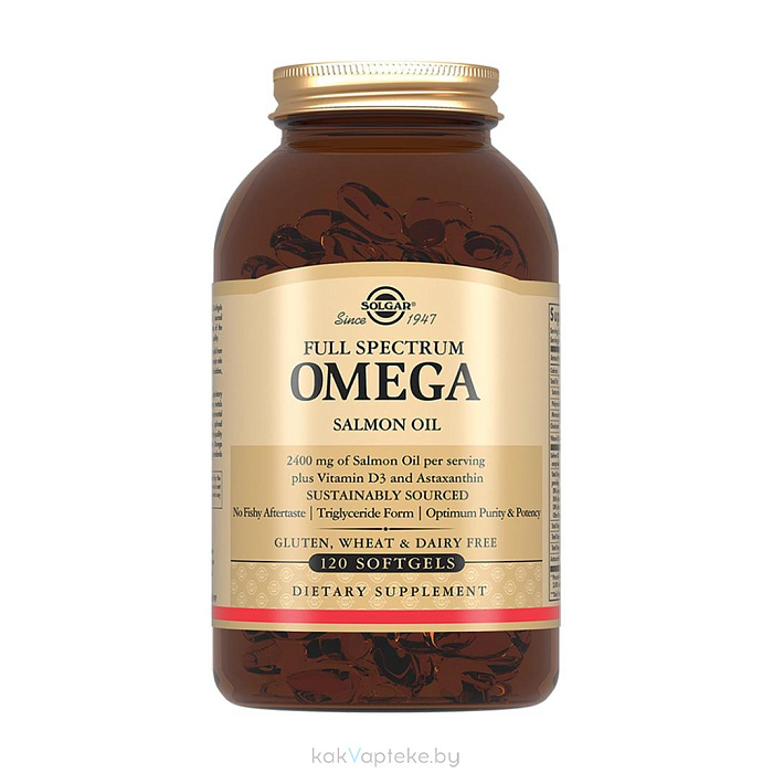 Solgar Омега-комплекс из дикого океанического лосося, БАД капсулы №120