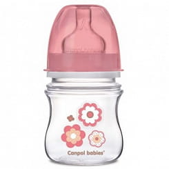 Canpol babies Бутылочка пластиковая для кормления (медл. поток с шир. горлом 0+) 120мл 35/216 pink