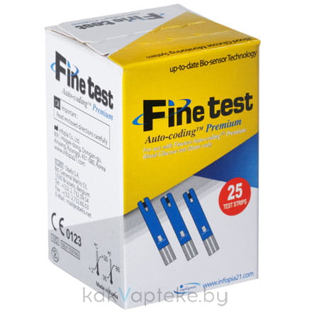 Тест-полоски для определения уровня глюкозы в крови Finetest Autocoding Premium (в упаковке 25шт)