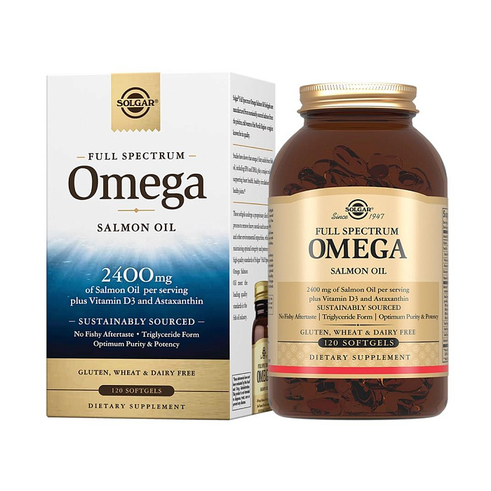 Solgar Омега-комплекс из дикого океанического лосося, БАД капсулы №120