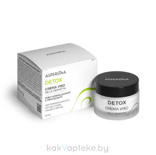 Pharmalife Research ASPERSINA DETOX CREMA VISO Крем для комбинированной и жирной кожи себорегулирующий, матирующий, увлажняющий с муцином  улитки 50 мл