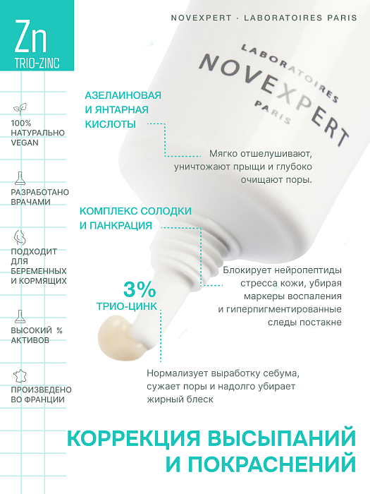 Novexpert Trio-zinc Очищающий флюид, 30 мл