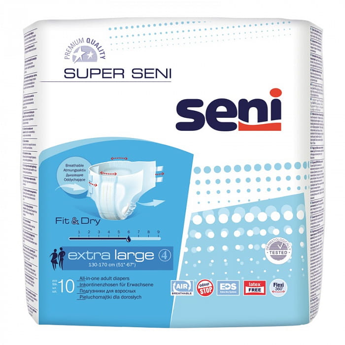 Super Seni extra large Подгузники дышащие для взрослых 10 шт