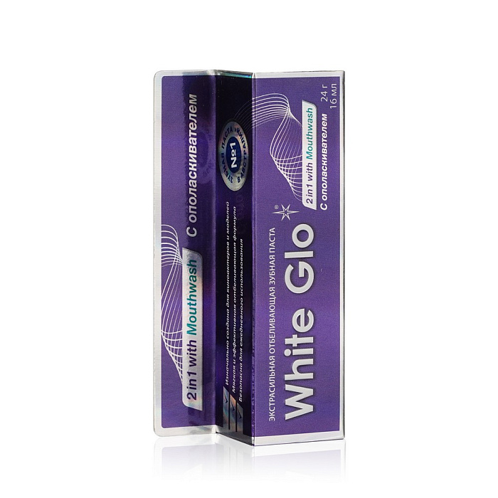 White Glo Зубная паста отбеливающая 2 в 1 (2 in 1 with mouthwash) 24 г