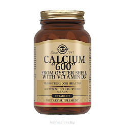 Solgar Кальций 600 из раковин устриц с витамином D3, БАД таблетки №60