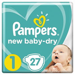 PAMPERS New Baby-Dry Детские одноразовые подгузники (Newborn), 27 шт
