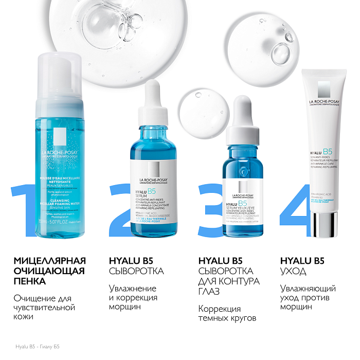 La Roche-Posay Сыворотка для контура глаз увлажняющая концентрированная против морщин, темных кругов и следов усталости Hyalu B5, 15мл