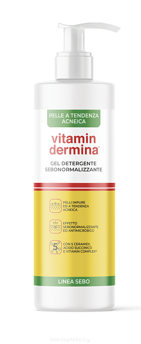 VITAMINDERMINA SEBO Себонормализующий очищающий гель 240 мл