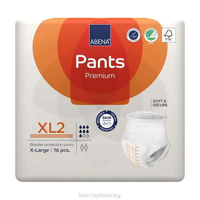 Abena Pants Premium Подгузники-трусики для взрослых XL2, 16 шт