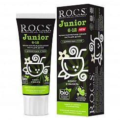 R.O.C.S. Зубная паста для детей черная Junior BLACK Кокос и Ваниль 74 гр