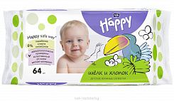 Bella Baby Happy Детские влажные салфетки Шелк и Хлопок (silk&cotton),  64 шт