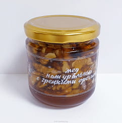 Мед натуральный с грецкими орехами 0,240 кг. стекло