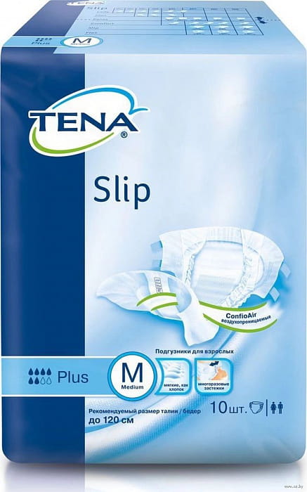 TENA Подгузники для взрослых Slip Plus Medium 10 шт