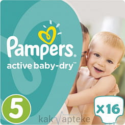 PAMPERS Active Baby-Dry Детские одноразовые подгузники Junior, 16 шт