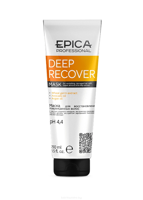 EPICA Professional Маска для восстановления поврежденных волос с маслом сладкого миндаля и экстрактом ламинарии Deep Recover, 250 мл