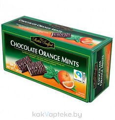 Темный шоколад с мятной начинкой с апельсиновым вкусом в пластинках, 200 г