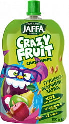 JAFFA Crazy Fruit Фруктовый десерт «Смузи-пюре из груш и яблок перетертых со злаками «Грушево-яблочный заряд» стерилизованный 100г