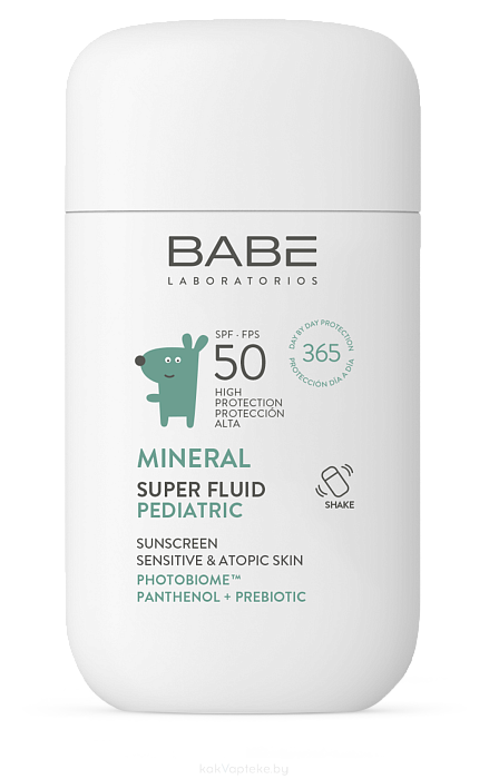 LABORATORIOS BABE Детский минеральный солнцезащитный суперфлюид для лица SPF50 с пантенолом и пребиотиком / SUPER FLUID MINERAL PEDIATRICS SPF 50, 50 мл