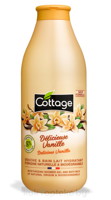 COTTAGE Гель для душа и ванны увлажняющий Delicious Vanilla /Moisturizing Shower Gel and Bath Milk, 750 мл