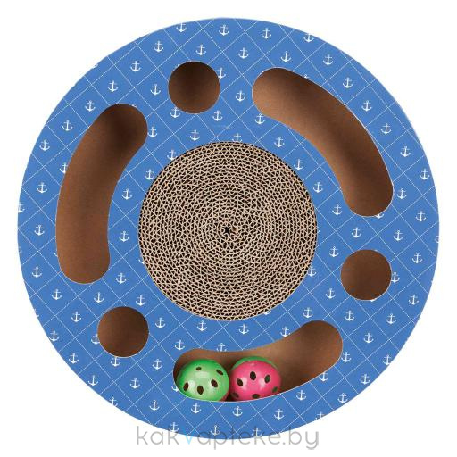 Trixie Когтеточка-барабан  для кошек  с игрушками, синий, диаметр:33 см