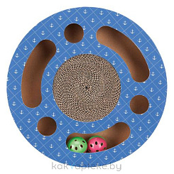 Trixie Когтеточка-барабан  для кошек  с игрушками, синий, диаметр:33 см