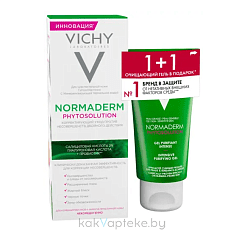 Набор VICHY NORMADERM Уход корректирующий двойного действия, 50 мл + Гель для умывания очищающий Phytosolution, 15мл