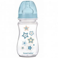 Canpol babies Бутылочка для кормления пластиковая  (медл. поток с шир.горлом 3+) 240 мл 35/217 blu