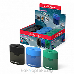 ErichKrause Точилка пластиковая Smart&Sharp с контейнером, ассорти, блистер