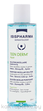 ISISPHARMA TEEN DERM Aqua (Тин Дерм Аква) миц. вода для снятия макияжа для комб. и жир. кожи,250мл