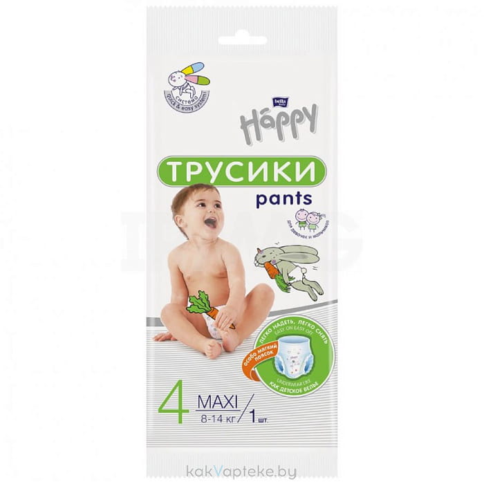 Bella Baby Happy Maxi Подгузники-трусики гигиенические для детей универсальные, 1 шт