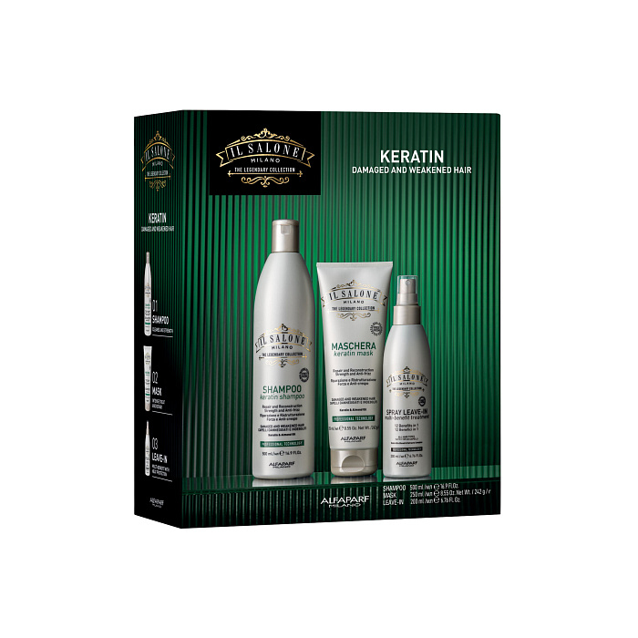 IL SALONE MILANO Keratin Н-р с кератином для повр и ослаб в-с: Шампунь,500мл+Маска,250мл+Спрей,200мл