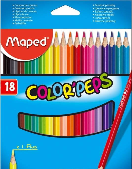 Maped Карандаши цветные 18 шт "Color Peps" (трехгран., карт.уп., европодвес)