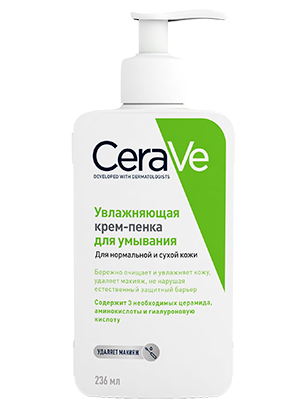 CeraVe Крем-пенка увлажняющая для умывания для нормальной и сухой кожи 236мл