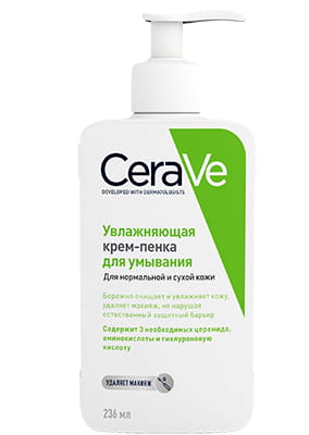 CeraVe Крем-пенка увлажняющая для умывания для нормальной и сухой кожи 236мл