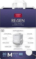 REISEN Одноразовые подгузники-трусики ( впитывающие)  для взрослых р-р M, 30 шт