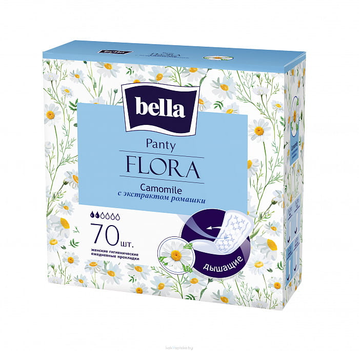 Bella Panty FLORA Camomile Прокладки женские гигиенические ежедневные с экстрактом ромашки 70 шт