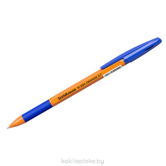 ErichKrause Ручка шариковая R-301 Orange Stick&Grip 0.7, синяя
