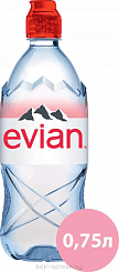 EVIAN Вода минеральная природная питьевая столовая негазированная в пл.бут., 0,75 л