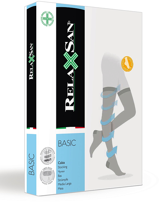 RelaxSan чулки компрессионные  с силиконовой резинкой с открытым мыском Basic 280 den, арт. 970А (р. 4, 36 беж)