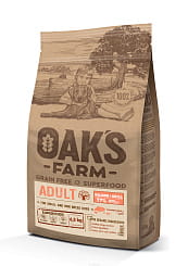 OAK'S FARM Полноценный сбалансированный беззерновой корм для взрослых собак маленьких и миниатюрных пород Salmon + Krill/ Лосось и криль 6,5кг