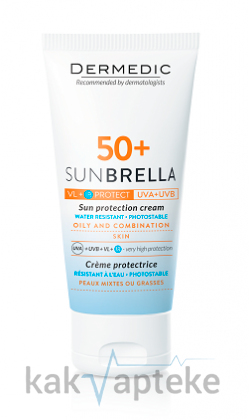 Dermedic SUNBRELLA Крем солнцезащитный SPF50+ для жирной и смешанной кожи, 50 мл