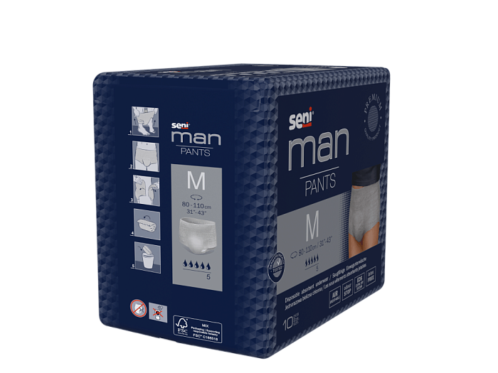 SENI MAN PANTS Впитывающие трусы для мужчин в размере M (medium/средний) по 10 штук