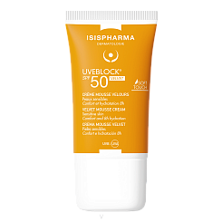 ISISPHARMA UVEBLOCK Velvet SPF 50 крем солнцезащитный с SPF 50 (семейная косметика, предназначенная в том числе для детей до 14 лет), 40мл