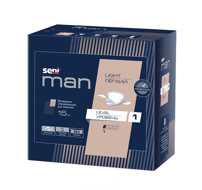 SENI MAN вкладыши специальные для мужчин LIGHT LEVEL 1 (легкий уровень 1) 15 шт