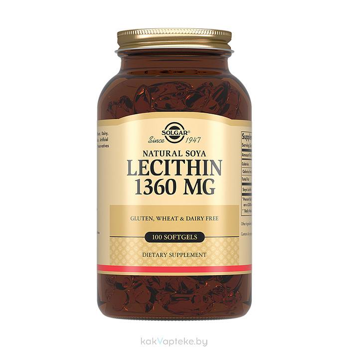 Solgar Натуральный соевый лецитин, БАД капсулы №100