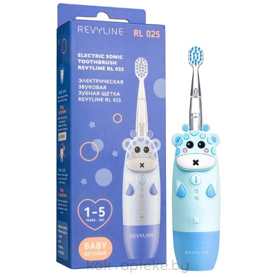 Revyline RL 025 Детская зубная щетка электрическая звуковая (голубая 6112 жираф)
