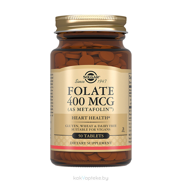 Solgar Фолат 400 мкг "Метафолин", БАД таблетки №50